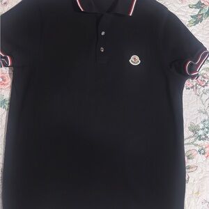 Moncler black Polo Shirt with Red and White Accents